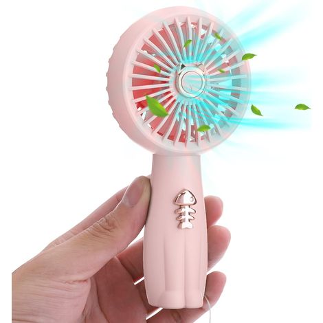 Petit ventilateur portable rechargeable avec LED, mini USB mignon pour enfant, école et voyage, puissance suffisante