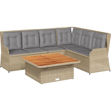Maison Exclusive - 5-tlg. Garten-Lounge-Set mit Kissen Beige Poly