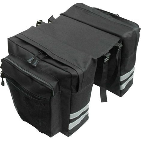 Set of 2 Bicycle Panniers for Mountain Bikes - Waterproof PVC - Bicycle Accessory - Tear-resistant - Reflective strips on the back - Suitable for bicycles, mountain bikes, etc. Black (1/4)