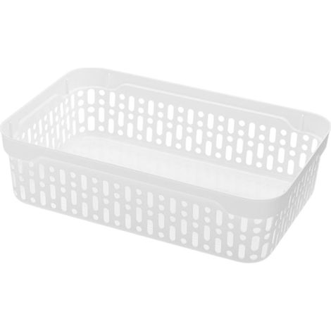 Cestino portaoggetti in plastica per bagno, cucina e ufficio, 22x14,5x6 cm, bianco, Lidia (1/5)
