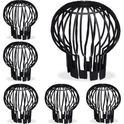 Lot de 6 crapaudines anti-feuilles flexible pour gouttières 15 x 13 cm en plastique noir (1/3)