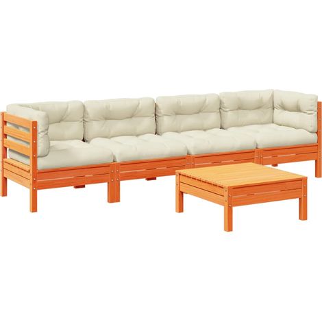 Maison Exclusive - Set de sofás jardín 5 pzas con cojines madera (1/5)