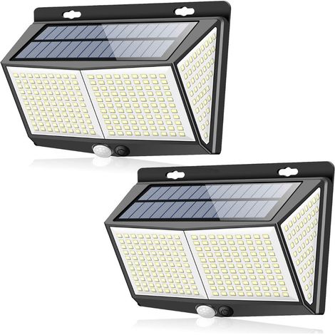 2 Stück 288 LED Solar-Wandleuchten mit PIR-Bewegungsmelder, wasserdicht, für den Außenbereich, Garten, Terrasse, Hof, Zaun, Landschaft und Innenhof (1/5)