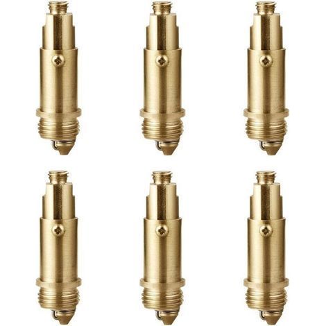 Set of 6 brass spring loaded drain plugs for sink, bathtub and basin. (1/4)