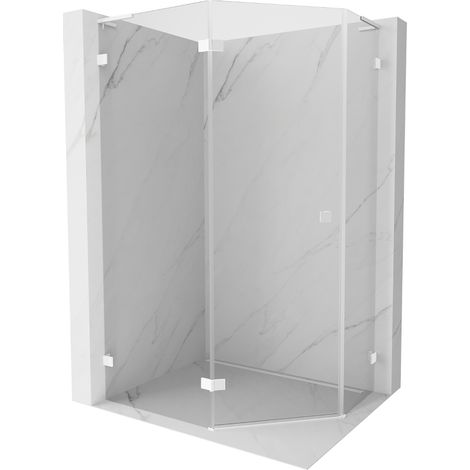 Mexen Lunar L cabine de douche pentagonale pivotante gauche 90 x 80 cm, transparente, blanche - 831L-090L-080P-20-00-L (1/5)