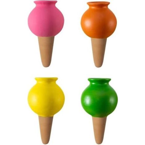 Pack de 4 Pointes Auto-arrosantes en Terre Cuite, Pieux D'arrosage des Plantes, Pieux D'autoarrosage Décoratifs de 430ml, Goutte-Gouttes Automatiques pour Plantes en Pot D'intérieur(2) (1/4)