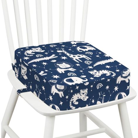 Rehausseur Chaise Enfant, Lavable Coussin Rehausseur avec 2 Sangles Réhausseurs pour Enfant 36 x 32 x 10 cm - Animaux (1/5)