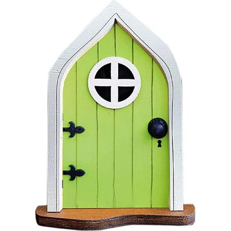 Porte miniature pour maison de fée ou gnome, lot de 4 portes féeriques pour arbre ou jardin, statues de fées endormies, sculptures en bois pour extérieur, décoration de jardin, mur ou pelouse (1/5)