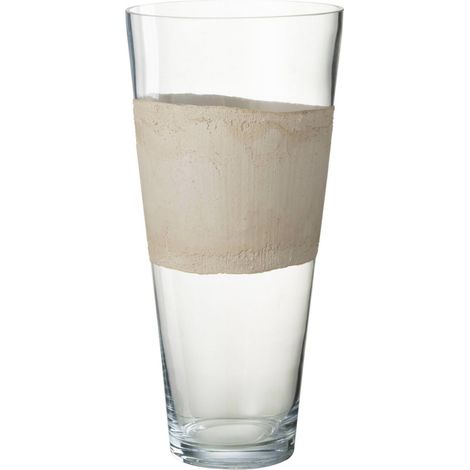 Vase en verre transparent beige - transparent et beige (1/2)