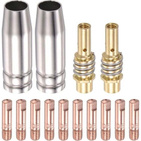 Kit de accesorios para antorcha de soldadura MIG de gas inerte, barra de conexión de boquilla de contacto conductivo de 0,8 mm, consumibles 15AK, 14 piezas - KZQ