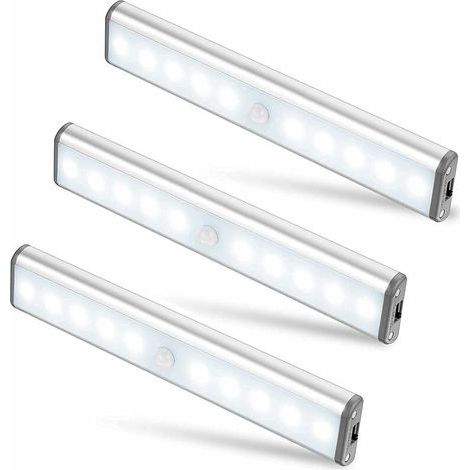 Set of 3 10 LED Lamps, Wireless, USB Rechargeable, Magnetic, Motion Sensor, 2 Lighting Modes, Portable. Closet Light, Emergency Work Light, Children's Night Light, Accent Light… [Energy Class] (1/5)