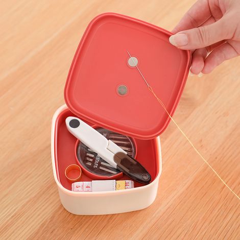Magnetische Nähbox aus PP-Polyester, farbenfroh, multifunktional, skandinavischer Stil, Aufbewahrungsbox für Bastelbedarf, weiß und grau (1/4)