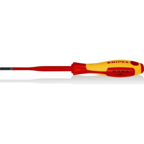 KNIPEX 98 20 40 SL Destornillador (Slim) para tornillos planos mango aislante en dos componentes, según norma VDE Barnizados 202 mm