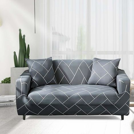 Jusch – Housse de canapé extensible 2 places – Tissu polyester spandex – Antidérapante – Protection contre taches et poils d'animaux (1/4)
