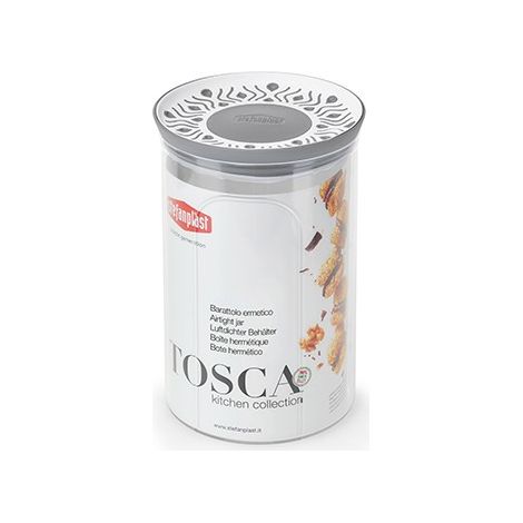 Runder Krug Tosca 55454, Fassungsvermögen 1,2 l, Farbe Weiß/Grau.