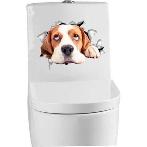 Toilettensitzaufkleber mit Hundemotiven, abnehmbares PVC/leuchtende Farben, einfache Wanddekoration