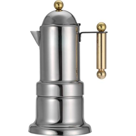 Cafetière Italienne en Acier Inoxydable 200 ml avec Valve de Sécurité pour Expresso