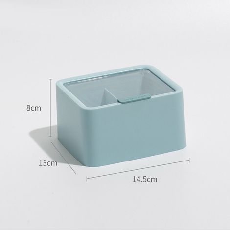 Distributeur de disques de coton anti-poussière, léger et élégant, boîte de rangement pour cotons-tiges et rouges à lèvres, bleu (1/5)