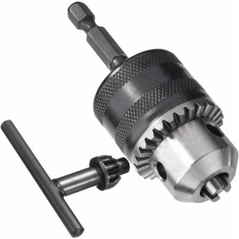 1,5-13mm 6.35mm Hex Tige Adaptateur de Mandrin de Perceuse à Changement Rapide, Convertisseur Mandrin de Forage 1/2-20UNF avec Clé de Mandrin Pour Perceuse Électrique Conversion (1/4)