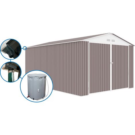 Metallgarage "Nevada" - 18,56 m² mit Dachrinne und Wasserauffangbecken (1/5)