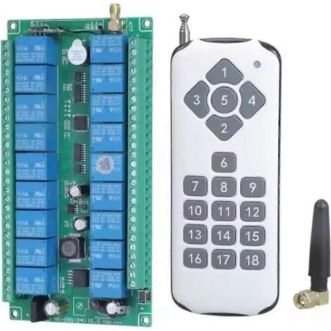 Récepteur de module sans fil T5EA 433 MHz 12 V-36 V à 18 canaux pour télécommande, relais et moteur d'éclairage de porte de garage ou de portail. (1/5)