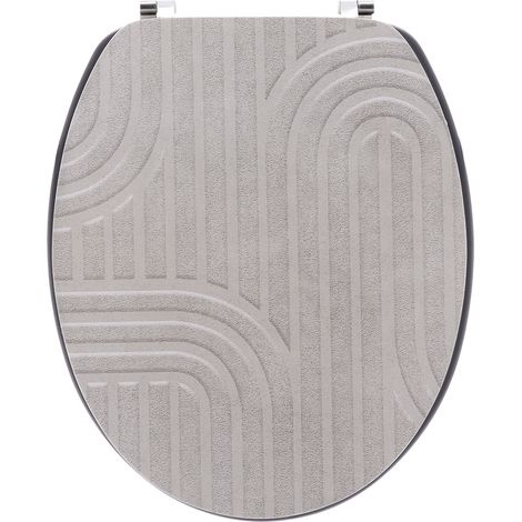 Copriwater in mdf da 18 pollici con design stampato e sedile in legno con chiusure in acciaio inox - minimalista grege - Tendance