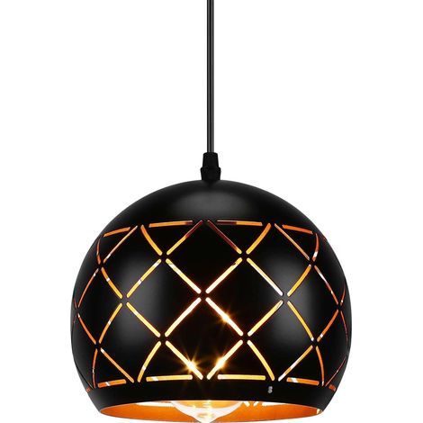 GENERIC-Suspension Luminaire Industrielle Luminaire Abat Jour Suspension Lamp Noir Or Éclairage de Plafond Lampe Cage pour Salon Chambre Salle à Manger [Classe énergétique A++] (1/5)