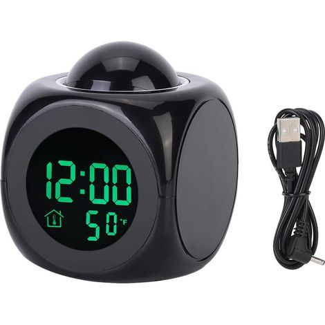 MINKUROW Orologio A Proiezione Multifunzione Lcd Proiezione Digitale Da Parete Display Della Temperatura Vocale Sveglia A Led Per Viaggio Camera Da Letto Soffitto Cucina Scrivania Mensola A Muro (1/5)