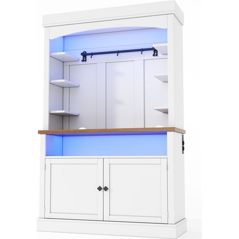 Credenza alta cucina 183 cm con LED e presa, MDF bianco MODENUIT (1/5)