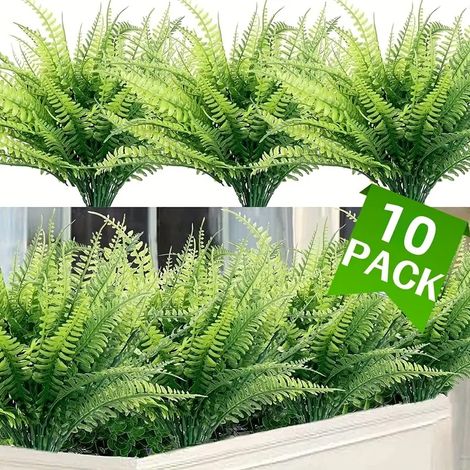 Lot de 10 Plante Artificielle Fougère De Boston – Branches De Verdure Artificielles, Plantes Décoratives Réalistes Pour Intérieur Et Extérieur (1/5)