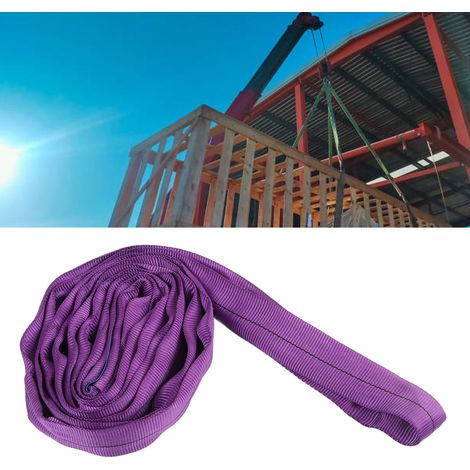 Élingue de levage flexible en polyester violet à double boucle 1T 2M pour grue industrielle, corde de remorquage (1/5)
