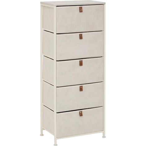 Meuble de Rangement 5 Tiroirs "Tissa" 114cm Beige (1/4)