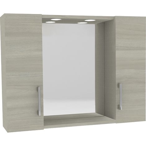 Doppelter hängender Badezimmerspiegel 'Dia' Cm 77 X 16 X H.57 - Graue Eiche