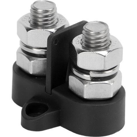 Distributeur de puissance M10 3/8in, bornier double plots isolés pour voiture, remorque, bateau, courant continu 48V, noir, connexion électrique robuste. (1/5)