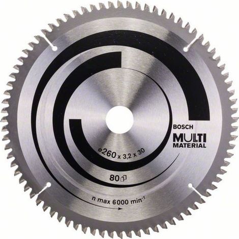 Bosch PRO Multi Material Kreissägeblatt, 260 x 3,2 x 30 mm, T80
