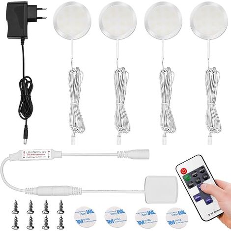 LED Cabinet Lights 4 Warm White Adjustable 12V 2.5W for Display Cabinets and Indoor Furniture 11 Lighting Modes (1/5)