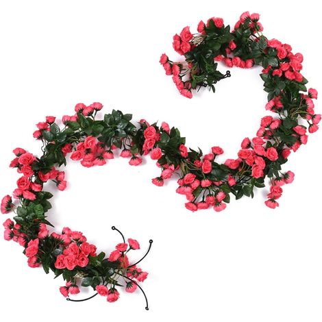 Guirlande De Roses Artificielles - 2.4 M - Pour Décoration Murale Arche De Mariage Arrière-Plan De Fête - 1 Pièce (1/5)