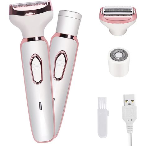 Rasoir Électrique Rechargeable - Rasoir Pour Femme - Tête De Rasage Visage Corps Bikini - 4 Têtes Interchangeables - 1 Pièce (1/5)