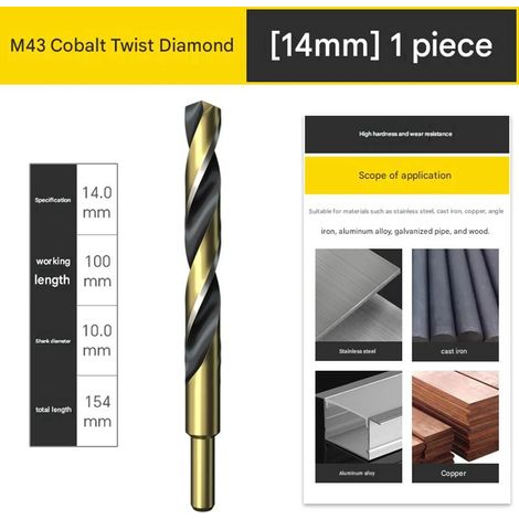 HSS-Kobalt-Spiralbohrer, zylindrischer Schaft, 100 mm Schnittlänge, 154 mm Gesamtlänge, Hochleistungs-Metallbohrer für Edelstahl, professionelles Werkzeug, präzise und langlebig