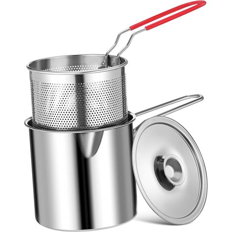 Fritteuse Tragbare 12l sur 304 Edelstahl mit Korb Langlebig et Platzsparend Kompakt for (1/5)