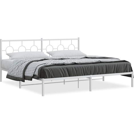 Maison Exclusive - Bettgestell mit Kopfteil Metall Weiß 200x200 c