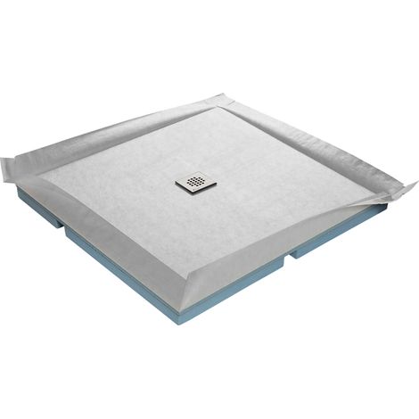 Receveur de douche à carreler compact + natte étanche + siphon ultra plat - 120 x 120 cm x 67 mm (1/5)