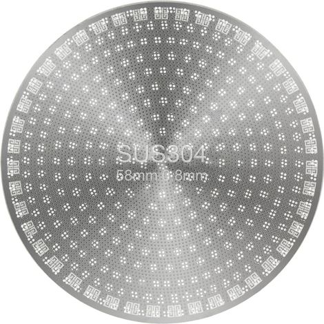 double couche en acier inoxydable de 58 mmGrille de distribution d'eau secondaire en acier inoxydable 304 pour porte-filtre de machine à expresso, porte-filtre et filtre pour une extraction uniforme. (1/5)