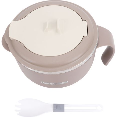 Bol Ramen pour micro-ondes avec couvercle et poignée, cuillère à nouilles isolée en acier inoxydable 316, pour dortoir d'université, appartement, café (1/5)