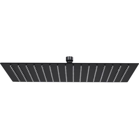 Cabezal ducha efecto lluvia acero inox cuadrado negro 40x30 cm