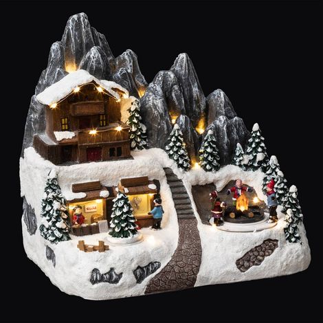 Aldea iluminada refugio de montaña 24 LED H.27,5cm  - Atmosphera créateur d'intérieur
