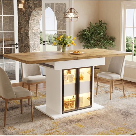 mesa comedor extensible con almacenaje LED 110/140 cm OKMYHOME (1/5)
