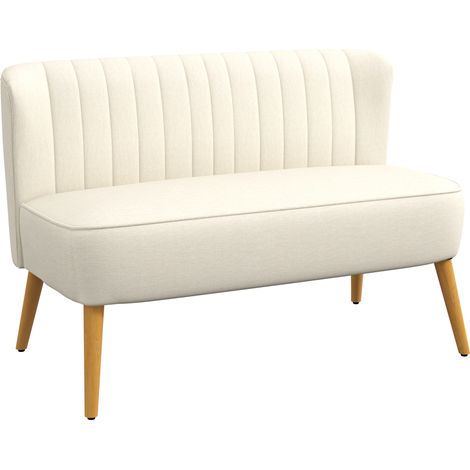 Canapé style scandinave 2 places GAPOS crème et naturel (1/5)