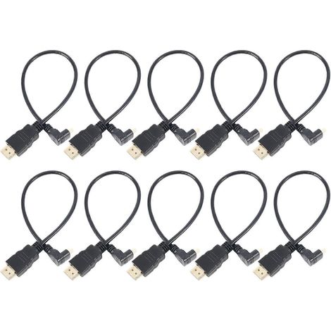 Lot de 10 30cm Micro-HDMI droit Angle Male pour HDMI Male (90 Degrees), Supports 4K (Type B) (1/5)