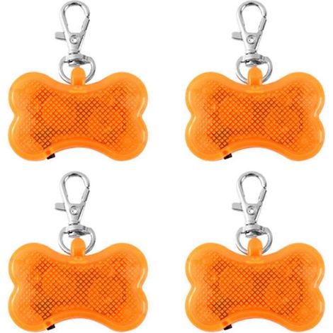 4 Stück LED-Hundehalsband-Tag-Leuchten, leuchtendes Knochenform-Etikett, leuchtet Etikettenlicht (1/5)